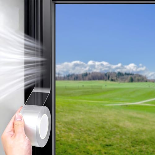 3cmx10m Clear Window Weather Sealing Tape for Winter Waterproof Draft Excluder Adhesive Window Sealant Tape for Doors & Windows Energy Saving Insulation Seal Strip to Block Cold Air Wind and Dust