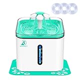 Fuente para Gatos y Perros 2.5L, Bonve Pet Bebedero Gatos Perros Mascotas Bebedero Automático Fuente de Agua Silencioso con 3 Filtros de Repuesto, Tapete de Silicona, 3 Modos