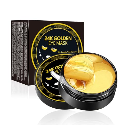 Gireatick 24 K Gold Under Eye Patch Maschere (60 pezzi), Idratante gel per gli occhi, anti-invecchiamento, 30 paia di mascherine per gli occhi stanchi per donne e uomini