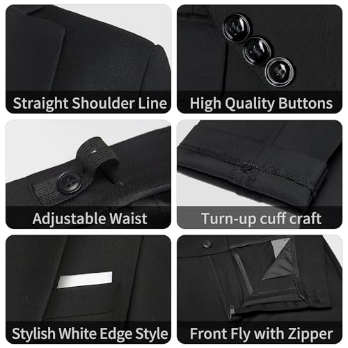 Bolada Boys' Black Regular Formal Classic 4-Piece Suit Set Size 10 Big Boys Toddler Tuxedos Suits For Kids Teen Youth Wedding Outfit Ring Bearer Outfit thumb #4