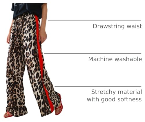 Image of SHENHE Women's Cheetah Print Wide Leg Baggy Pants Y2k Side Loose Streetwear Trousers