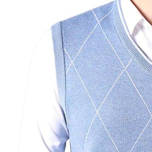JEShifangjiusu Mens V-Neck Knitted Sweater Lightweight Sleeveless Pullover Knitwear Vest Solid Plain Loose Fit Sweater Tops4