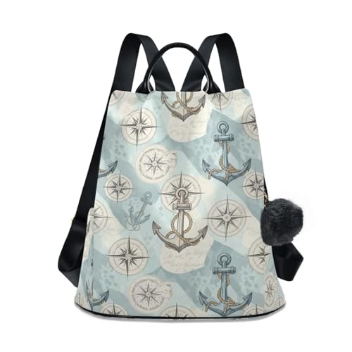 Sac à dos motif ancre vintage femme doté d'une fermeture dorsale de sécurité