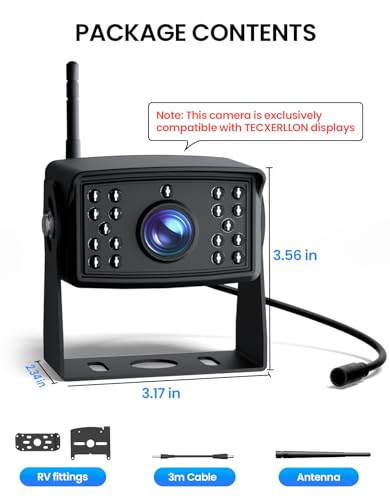Image of RV Backup Camera, 1080P AHD Vehicle Backup Camera, Waterproof IP69, Night Vision, 150 Wide Angle Rear View, Universal Rearview Camera for Cars, RVs (Only Compatible with TECXERLLON Displays)