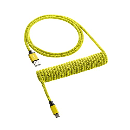 CableMod Classic Coiled Keyboard Cable (Dominator Yellow, USB A to USB Type C, 150cm)