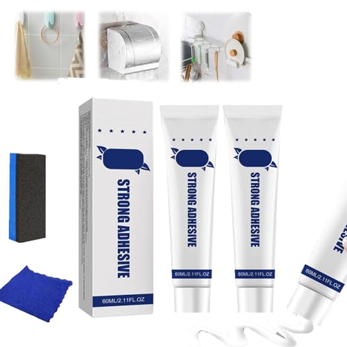 2Pcs Tertell Adhesivo Fuerte, Pegamento Fuerte sin Clavos, Resistente al Agua, Pegamento Adhesivo Fuerte Multiusos para unir plástico y Metal, Azulejos de Pared