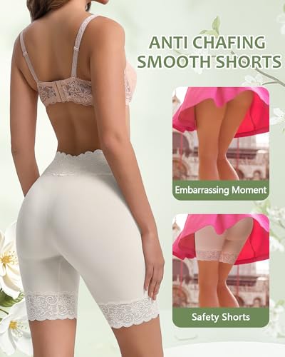 Image of Women's Cooling Mesh Lace Slip Shorts for Under Dresses Anti Chafing, Anti-Roll Lace, Soft Breathable Skin-Friendly