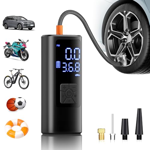 HOVVIDA Compresor de Aire Portatil, Inflador Ruedas Coche 150 PSI (10,3 Bar) 5V, Batería Recargable, con LED
