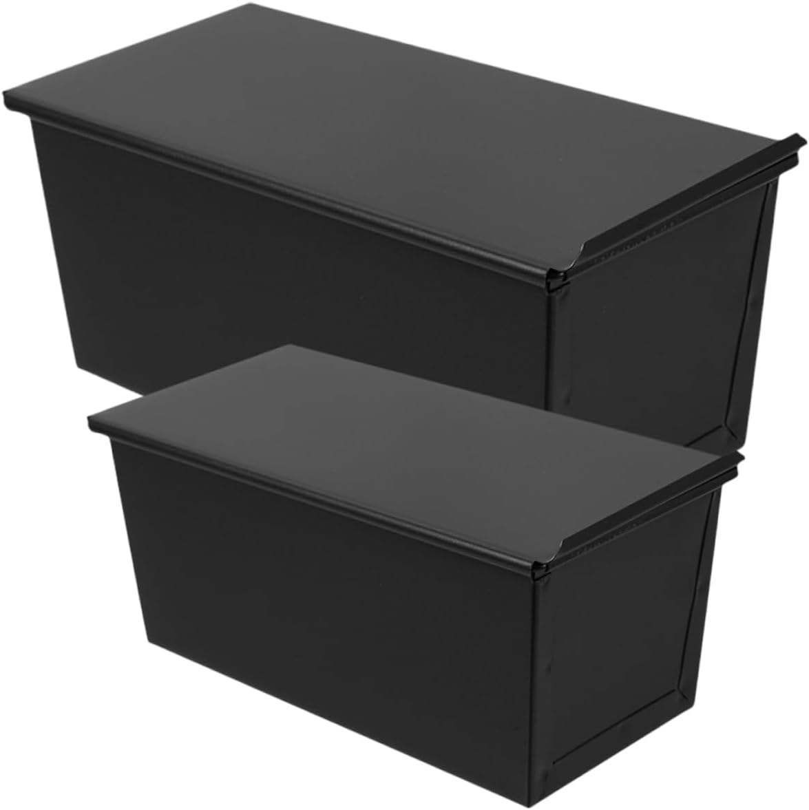 Unomor 2pcs Sliding Lid Toast Box Loaf Pan Lid Nonstick Carbon Steel Baking Pan