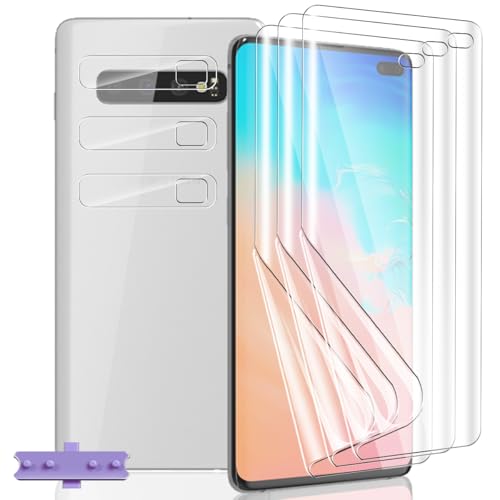 Yieehhow Protector Pantalla para Samsung Galaxy S10 Plus (6.4'), [3 Piezas] Película Protectora Flexible y [3 Piezas] Protector Cámara, HD Película TPU Suave para Galaxy S10 Plus (6.4')