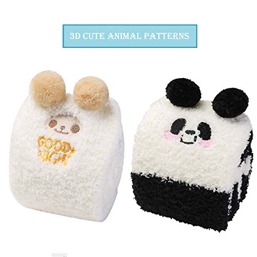 Wander G Womens Over Knee High Fuzzy Socks Cute Cartoon Thigh High Stockings Warm Stripe Leg Warmers #TOP1