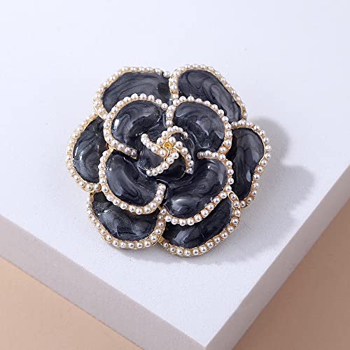 Image of Pearl Camellia Flower Brooch Pin for Women Girls Wedding Bouquet Party Lapel Jackets Hat Scarfts Corsage Dress Brooches Pins Exquisite Brides Mother Jewelry Gifts