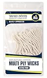 Ner Mitzvah Natural Smokeless Cotton Wicks – 50 Count (Approx.) 39 Ply Thin for Oil Cup Candle – Replacement Wicks