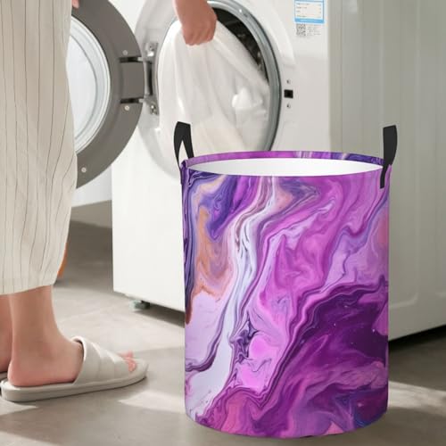 Panier à linge pliable en marbre violet imperméable et grand format - 8