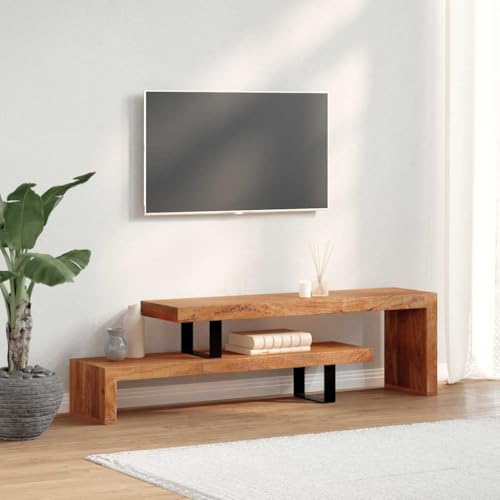 vidaXL Akazienholz Massiv TV Schrank Vintage-Look Fernsehtisch Fernsehschrank Lowboard TV Möbel Tisch Board Sideboard HiFi-Schrank