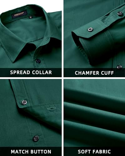 Image of HISDERN Mens Dress Shirt with Tie Pocket Square Set Classic Button Down Shirt Matching Tie Long Sleeve Shirts