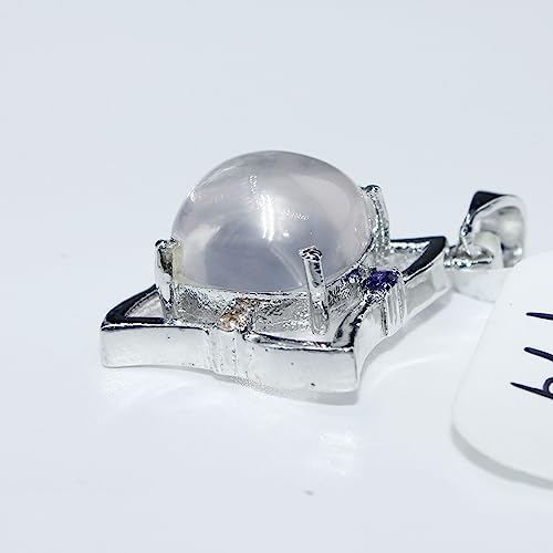 Colgante de cuarzo rosa con plata de ley 925 de 12x12 mm elegante medallón para mujer 4