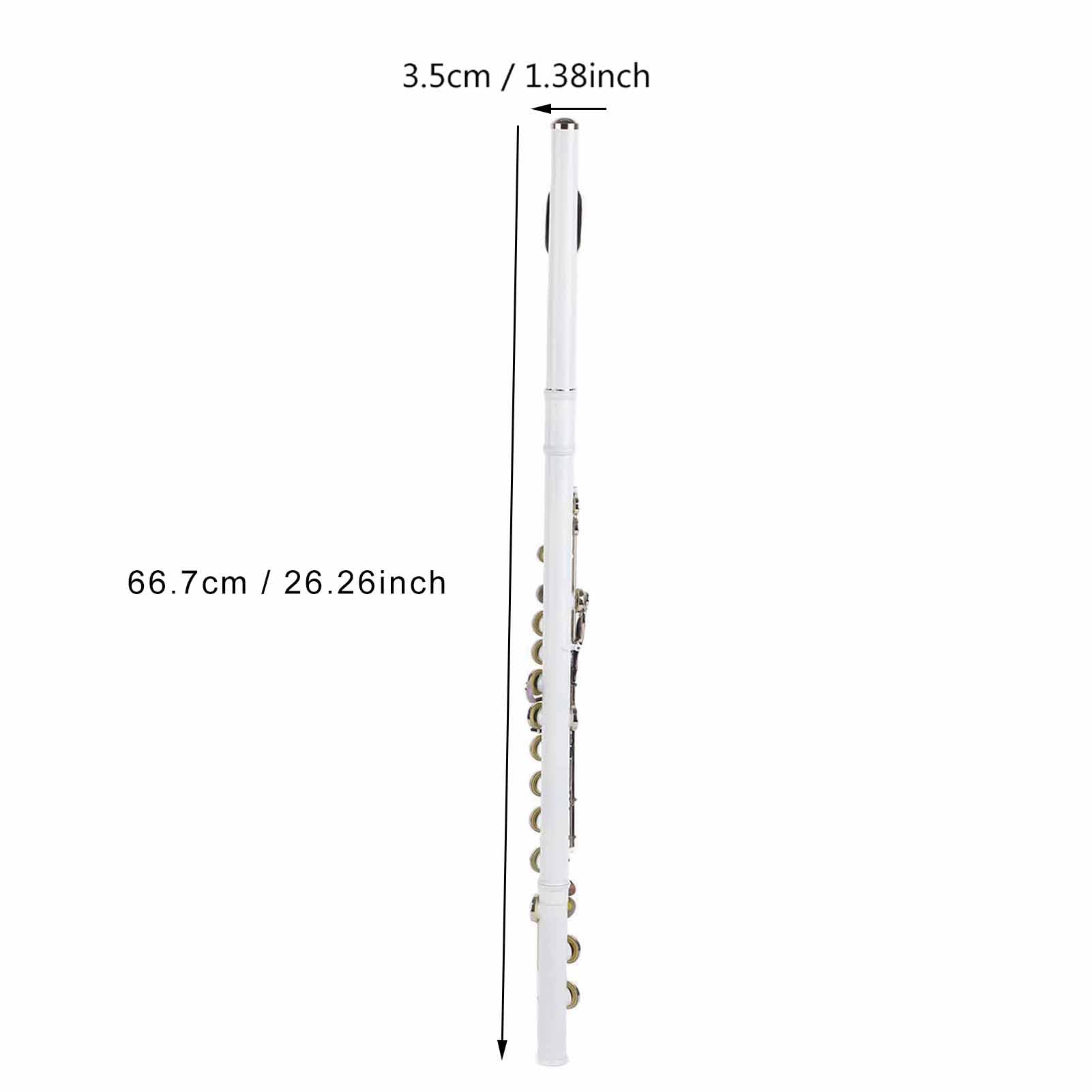 Yctze Flauta LADE C Key Flauta de Latón de 16 Orificios de Tela de Almacenamiento para Principiantes Juego de Cuidado de Limpiador de 6 Piezas Instrumentos Musicales/accesorios para (WHITE)