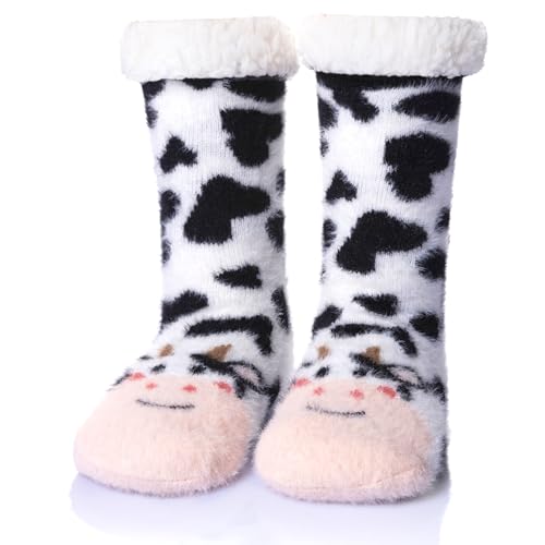 Image of WEVIAS Womens Slipper Fuzzy Socks Winter Thermal Cozy Warm Fleece Lined Non Slip Fluffy Thick Soft Sleep Cabin Socks With Grips