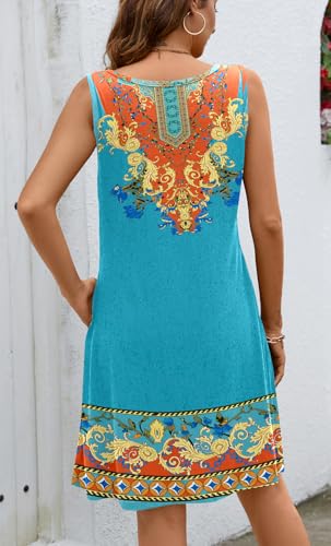 Image of Ladlop Summer Dresses for Women 2026 Beach Loose Casual A Line Dress Sleeveless V-Neck Sundress with Pockets