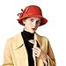 Hats for Women Fashionable Women's 1930s Bucket Hat Fedora Cloche Style Church Vintage Bowler 1920s Cloche Bowler Hat with Flower (A, One Size)