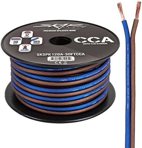 Skar Audio 12 Gauge AWG Audio Speaker Wire - 30 Feet (Blue/Brown)