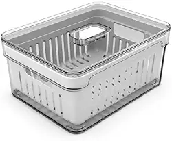 OU OF450NT Organizador de Geladeira com Escorredor Interno, 2,2 L - Caixa Plástica para Legumes, Saladas