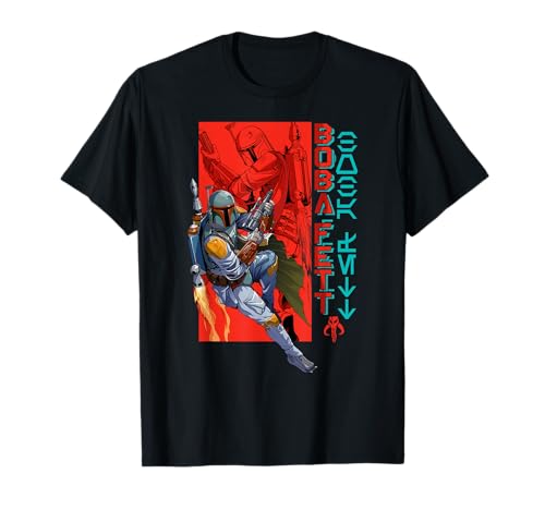 T-shirt Star Wars Boba Fett Jet Pack V2 noir en coton pour fan