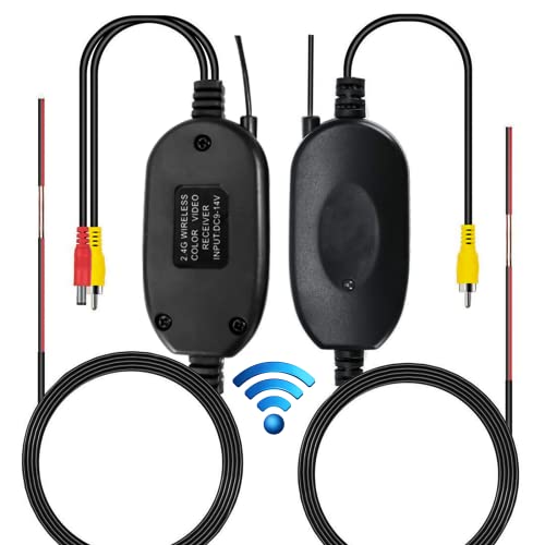 Hikity 2023 Neu 2,4 GH Cinch Auto Funksender & Empfänger Drahtloser für Auto Kamera Farben Videoübermittler für Rückfahrkamera und Monitore Funksender