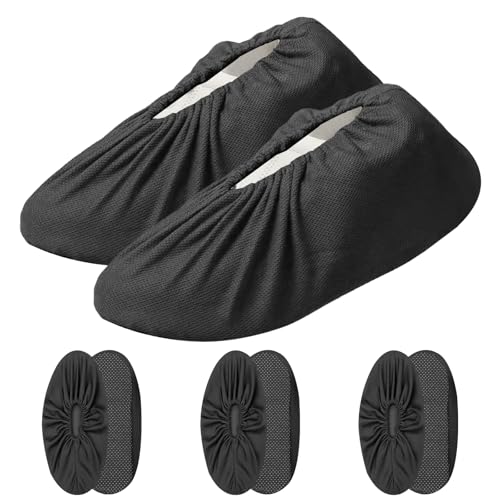 Maxentico 4 Paires Surchaussures Lavable, Surchaussures Antidérapantes, Couvre-Chaussures, Respirants Surchaussure, Couvre Chaussure, Couvre-Chaussures Noirs Réutilisables pour Protection du Sol