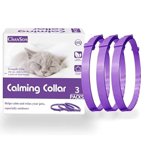 OCSOSO Calming Collar for Cats, Cat Calming Collar,Pheromone Collar Reduces Stress and Anxiety Calm Cats from Loud Noises, Separation, and Aggression Lasting 30days for Small and Medimu Cats 3Pack Cover