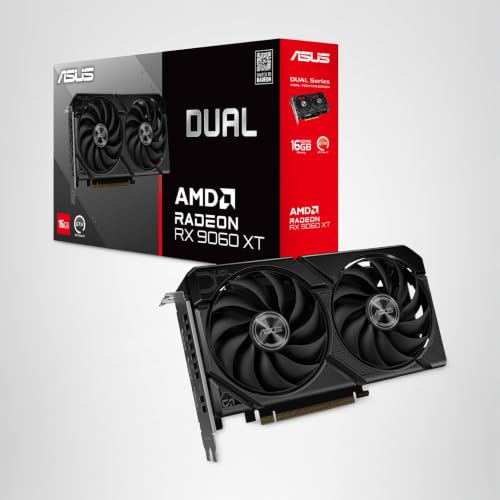 ASUS Dual Radeon RX 9060 XT Carte Graphique GDDR6 16 Go (PCIe 5.0, HDMI 2.1b, DisplayPort 2.1a, Design à Fente 2,5, Conception axiale-Tech, Technologie 0dB, etc.) - 22