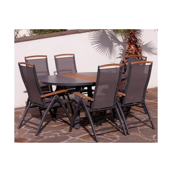 ALEOS Trinidad Gartengarnitur Aluminium Teak Anthrazit