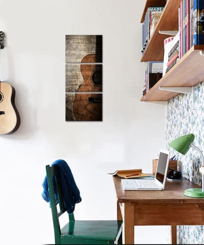 Yeilnm 3 Piece Acoustic Guitar Canvas Prints Music Wall Art Retro Guitar Picture Painting Vintage Artwork Home Office Living Room Bedroom Decor Stretched And Framed Ready To Hang #TOP4