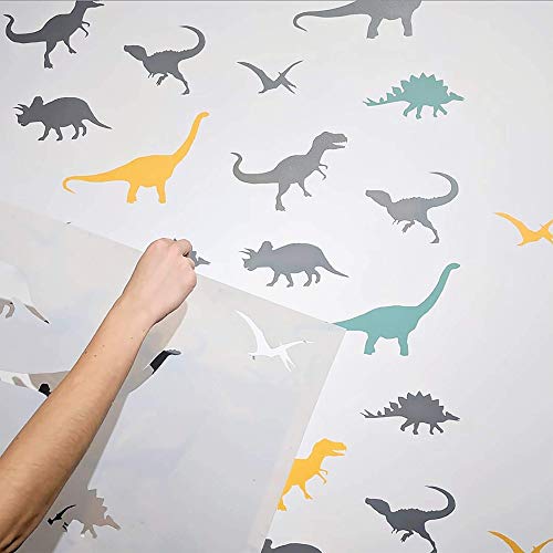 STENCILIT Dinosaurier Wandschablone Groß Kinderzimmer- Wanddekoration Wohnzimmer - Schablone Möbel - Stencil Schablonen Wand - Wand Deko Cover