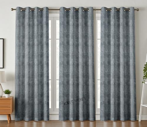 Image of 70-75% Room Darkening Window Curtains 5 Feet Long Set of 3 pcs for Living Room | Premium Polyester Grommet Curtain Panel, Grey