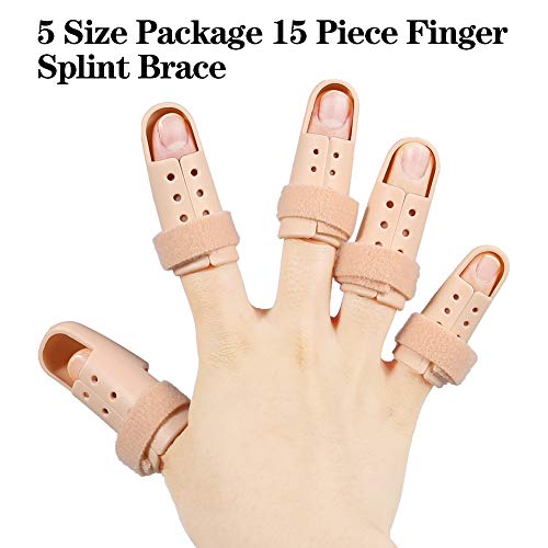 Havenport 15 Pcs Finger Splint Brace, Mallet Finger Splints Pinky, Plastic Finger Protector Support For Arthritis Basketball, Adjustable Finger Immobilizer For Broken Finger Joint Fracture Pain #TOP1