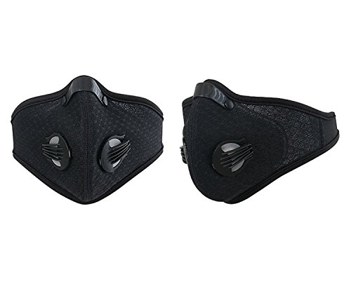 Dukars Sports Mask, Dustproof Mask Activated Carbon Filtration Exhaust Gas Anti Pollen Allergy PM2.5 Workout Running Motorcycle Cycling Mask (Black) - Thumbnail 5