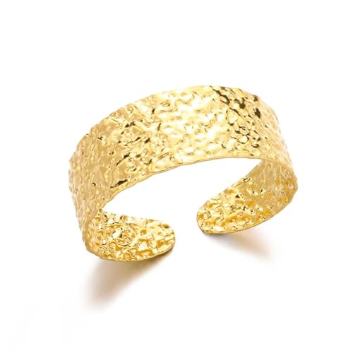Pulsera ancha de acero inoxidable con acabado vintage dorado: durabilidad y diseño aesthetic
