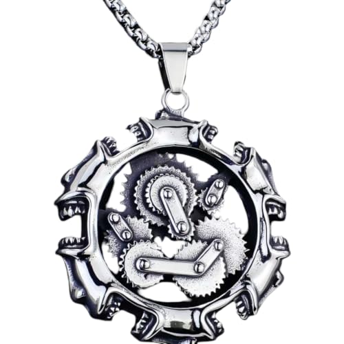 Pidak Collier steampunk engrenages vintage avec pendentif 4,3 x 3,9 cm 60 cm