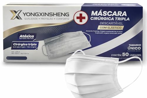 Máscara Facial Descartável de Três Camadas (Pacote com 50)