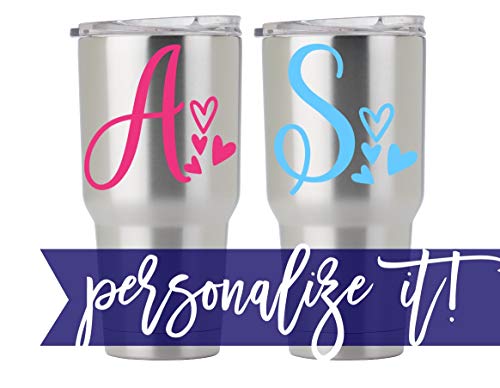 Letter Decal With Hearts For Cup, Car, Planner, Laptop, Your Choice Of Color & Style | Decals By Adavis #TOP2