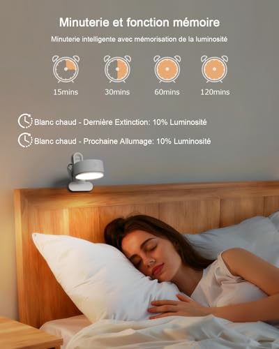 GOVSSING Lampe Pince Sans Fil Rechargeable Batterie 5000mAh,Lampe de Chevet – vue 5