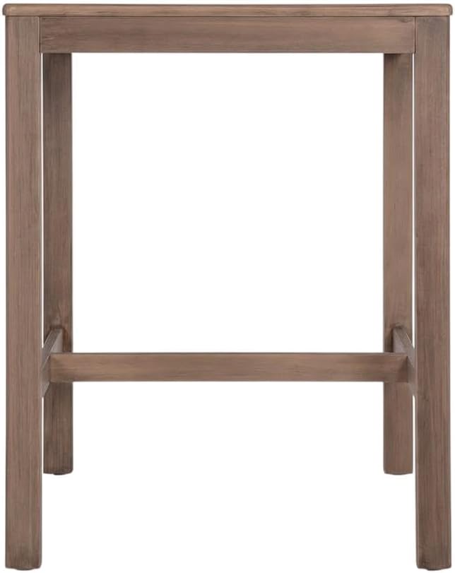 Brown Acacia Wood Outdoor Patio Square Bar Table, Weather-Resistant Finish, Durable Construction, Contemporary Style