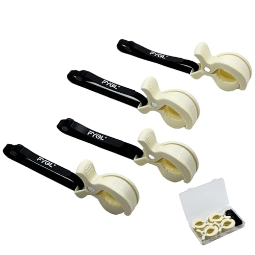 FYGL ブランケットクリップ 4個セット 伸縮ベルト付き 収納ケース入り ベビーカー ベビーベッド 毛布 タオル固定 マルチクリップ - ライトイエロー