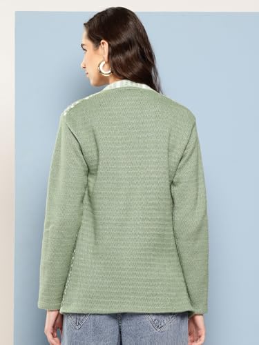 Image of Aarika Womens Winter Wear Maroon Colour Geometric Woolen Cardigan