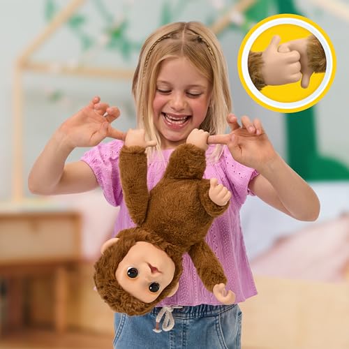 Little Live Pets My Baby Monkey Mango - Interactive Plush Toy, 50+ Sounds & Reactions, Moving Mouth, Bottle Feeding, Thumb Sucking, Grippy Hands & Feet, Soft Cuddly Stuffed Animal - Gift for Kids 4+ - Image 4