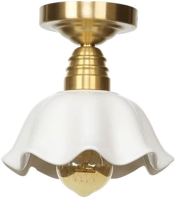 Creative Lace Ceramics Ceiling Lights Living Room Dining Room Kitchen Decoration Semi Flush Mount Ceiling Light Fixture E27 Edison Single Head Ceiling lamp AC 110V-240V
