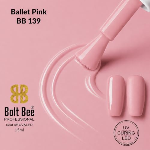 Image of BOLT BEE 15ML Gel Nail Polish 1Pc Clear Pink Glitter Nail Polish Soak Off UV LED Nail Gel Polish Nail Art Starter Manicure Salon DIY at Home, 0.5 OZ (1) (139)