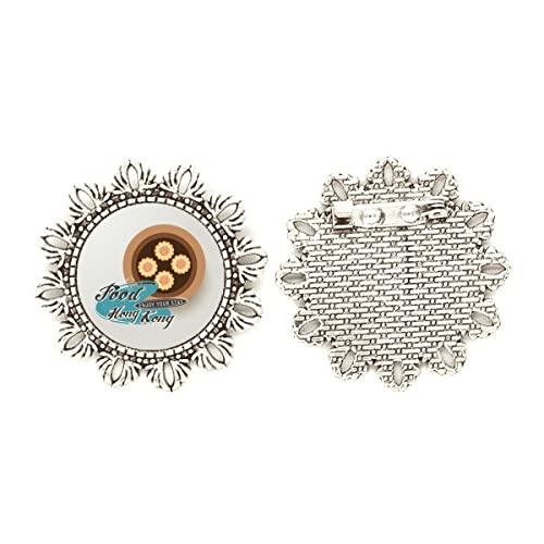 Broche de plata con diseño de flor medium, accesorio de moda mujer
